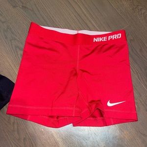 Red Nike pro shorts worn twice